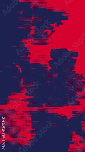 Abstract Red and Blue Digital Glitch Art Texture Background 4K