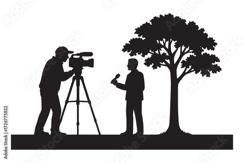 Professional camcorder silhouette vector icon for filming and media production