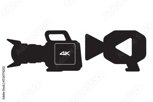 Professional camcorder silhouette vector icon for filming and media production