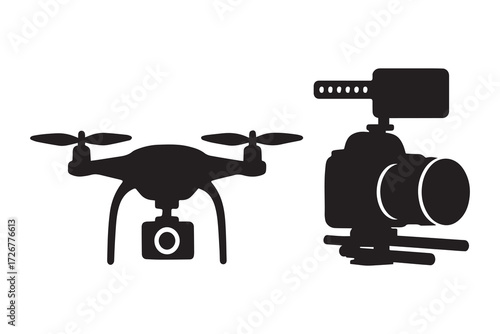 Video recording camera silhouette icon isolated on white background vector illustration
