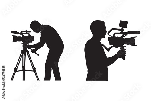 Video recording camera silhouette icon isolated on white background vector illustration