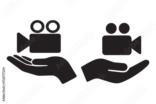 Video recording camera silhouette icon isolated on white background vector illustration