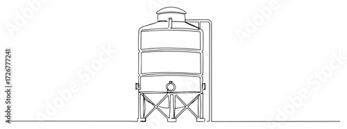 Minimalist outline grain silo storage tank – modern agricultural facility vector icon