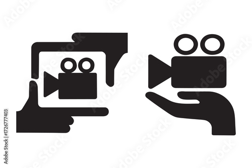 Video recording camera silhouette icon isolated on white background vector illustration