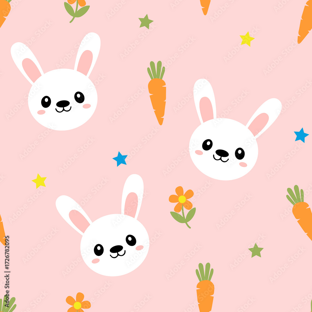 Obraz premium Sweet Bunny & Carrot Pattern