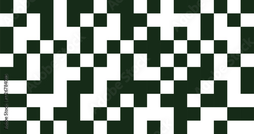 Abstract patterned background with 8 bit pixel design. Black and white pixelated composition