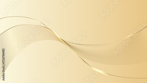 Abstract golden wave design with elegant curves and smooth gradient background, creating sense of luxury and sophistication. flowing lines add dynamic and graceful touch
