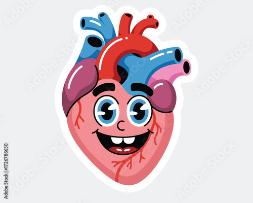 Cute cartoon heart character isolated on white