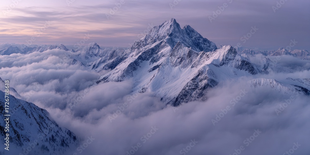 Obraz premium A panoramic view of a snow capped mountain