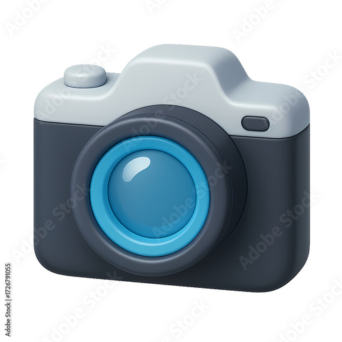 3D Render Simplified camera icon representing photography, suitable for website, app interfaces, and marketing materials.