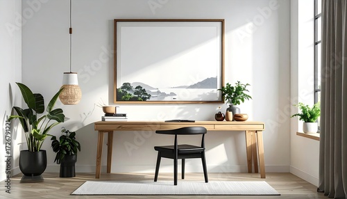 Minimalist workspace with natural elements
