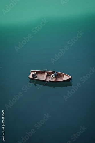 Barca de remos en medio de un lago