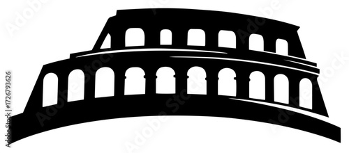 Simplified Colosseum arc silhouette with bold arches – iconic ancient Rome landmark logo illustration