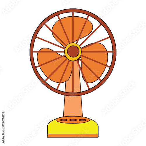 Electric Fan Illustration Orange and Yellow Table Fan