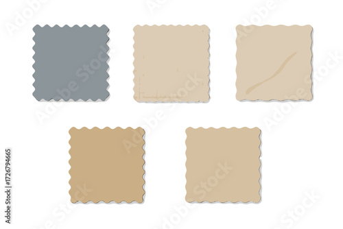 Diverse collection of five textured fabric swatches displaying various textile patterns and material textures
