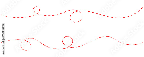 Abstract Dotted Swirl Line. Abstract Curved Dotted Line. Hand Drawn Divider and Border squiggle line Design. Long Curly Dotted Line