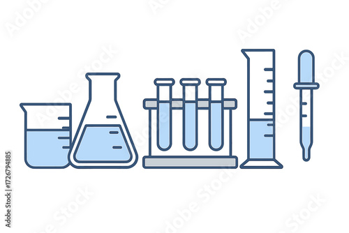 Essential laboratory glassware and scientific equipment for chemistry experiments and research in science education