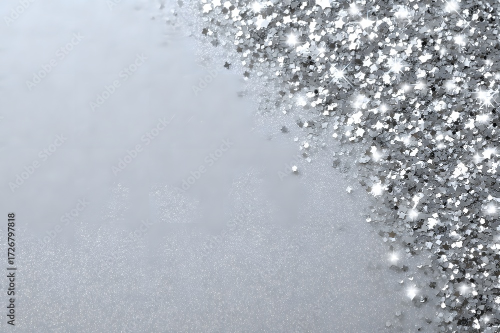 Obraz premium Silver star glitter scattered on white stars sparkling