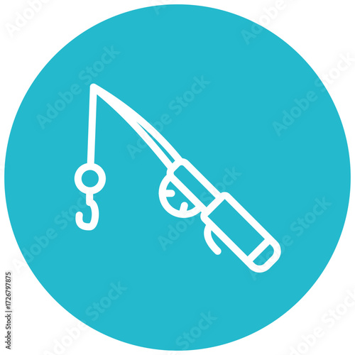 Fishing Rod Line Icon Style