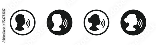 Podcast vector icon. Person speaking sign. Voice vector illustration