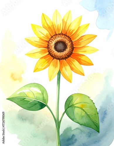 Watercolor sunflower