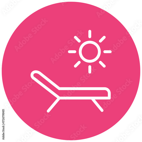 Sun Bed Line Icon Style