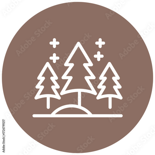 Snow Forest Line Icon Style