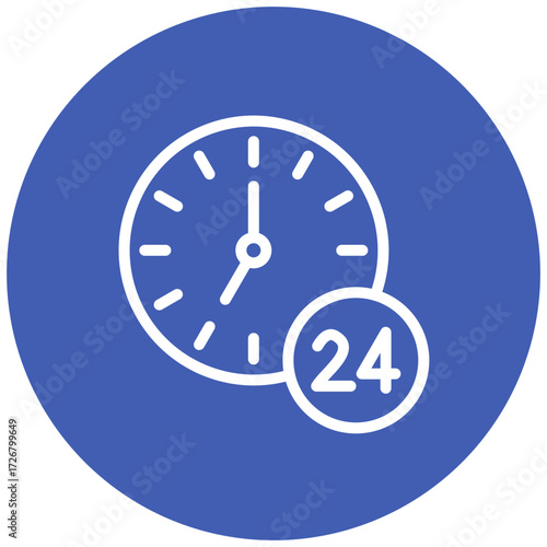 Working Hours Line Icon Style