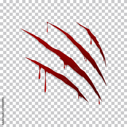 Bloody Scratch Marks Vector on Transparent Background