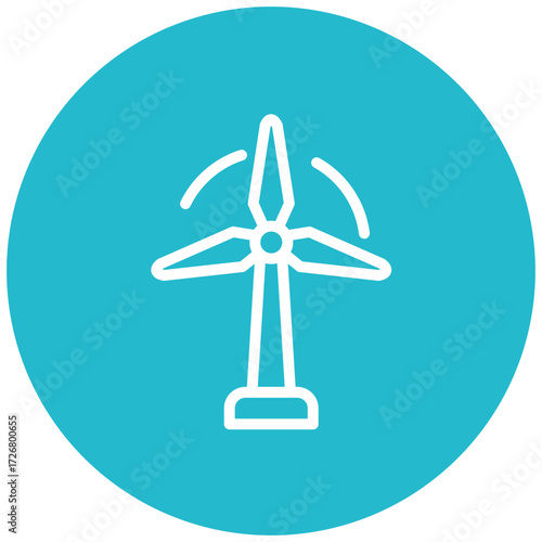 Wind Turbine Line Icon Style