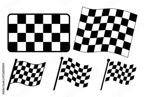 Collection of Black and White Checkered Flags for Racing and Competition