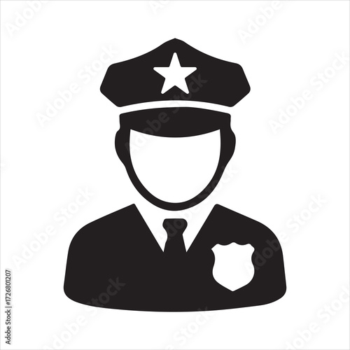 Police Officer icon silhouette vector with white background