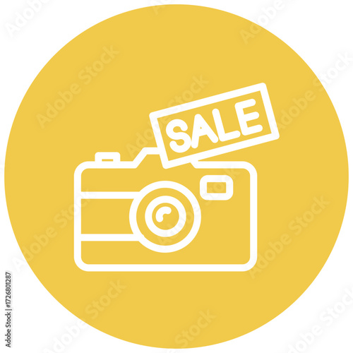 Camera Sale Line Icon Style