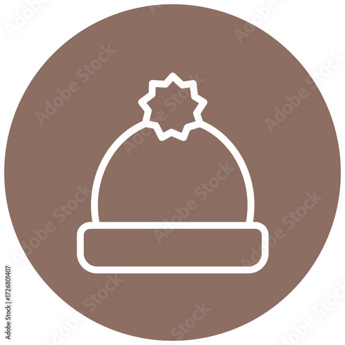Winter Hat Line Icon Style