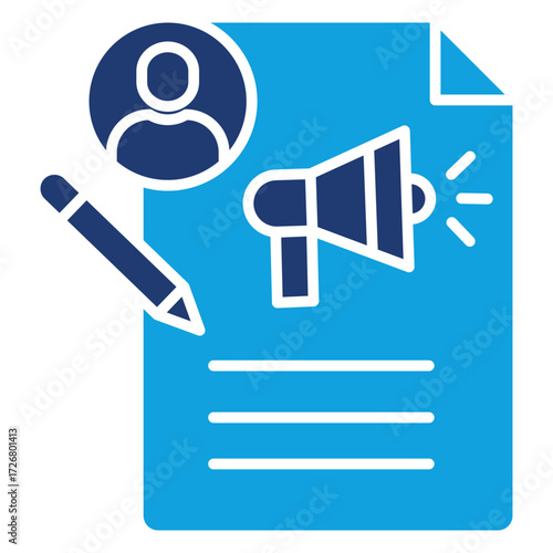 Copy Writer Flat Blue Icon