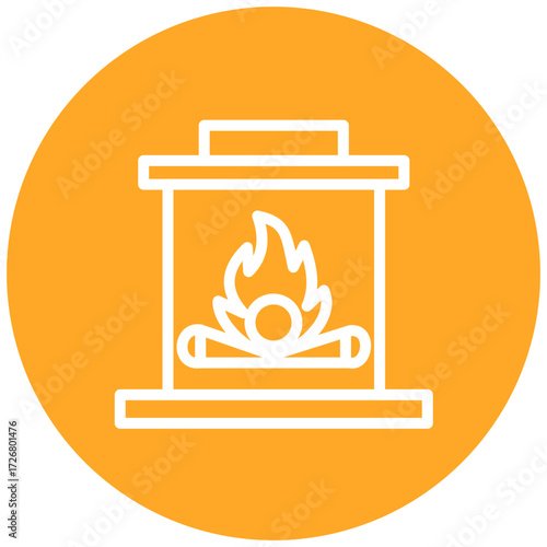 Fireplace Line Icon Style