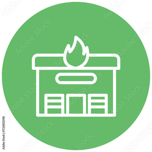 Fire Station Line Icon Style