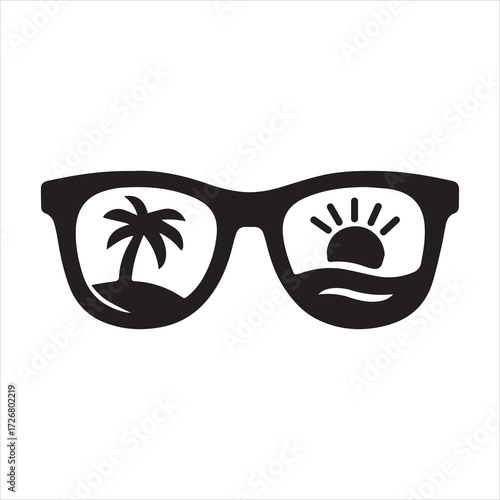 Summer Sunglasses icon silhouette vector with white background