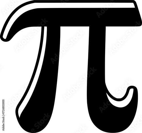pi symbol, mathematical symbol, black and white, vector illustration