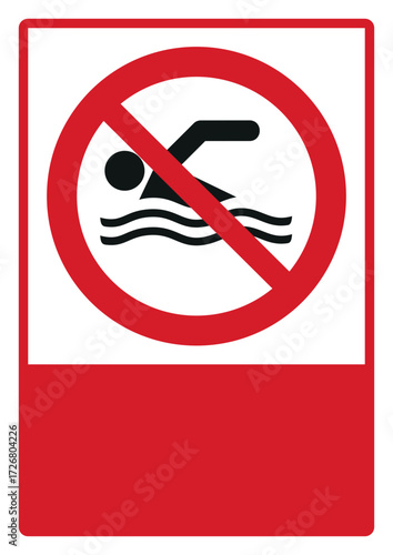 prohibition_safety signs_version 2_no swimming_your custom message here_portrait_size a4/a3/a2/a1	 