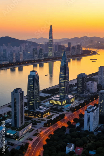 singapore skyline at sunset
