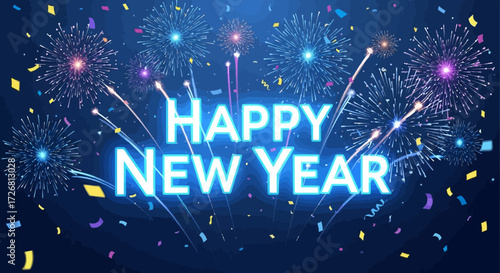 Vibrant celebration: A burst of fireworks and confetti to welcome the new year