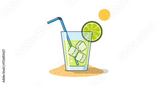 Fresh and vibrant illustration of a refreshing lime drink perfect for summer vibes and relaxation