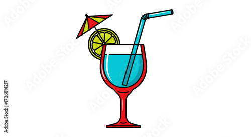 Vibrant tropical cocktail illustration perfect for summer parties and relaxation themes