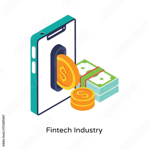 Fintech Industry Isometric Vector Illustration