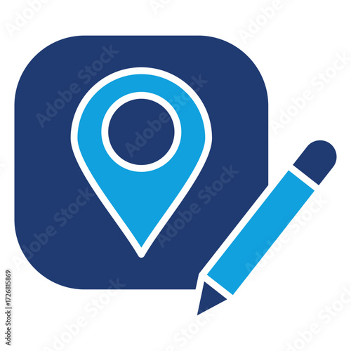 Edit Location Flat Blue Icon