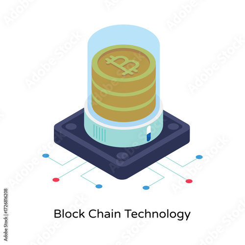 Block Chain Technology Isometric Vector Illustration