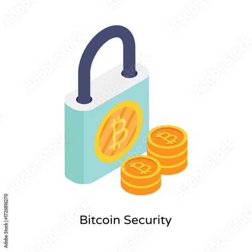 Bitcoin Security Isometric Vector Illustration