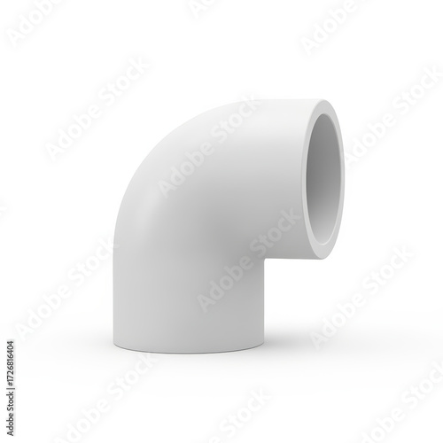 White pvc pipe elbow fitting for plumbing and construction isolated on white background