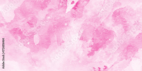 Soft smeared aquarelle painted magenta watercolor canvas for splash design,  abstract pink backdrop with smooth pastel watercolor wet texture for design, modern aquarelle painted pink watercolor.